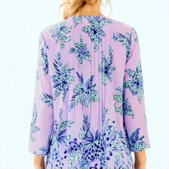 Lilly Pulitzer Size XL MARILINA TUNIC TOP Light Lilac Verbena Jungle Path - Picture 2 of 4